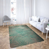 Pěnový koberec LUXURY PALMS 120x160 cm - zelený/zlatý