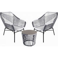 Zahradní ratanový nábytek ELLIE (2 křesla + stolek) - šedý