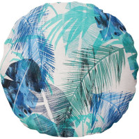 Polštář ROUND 50 cm - Listy banánovníku - modrý
