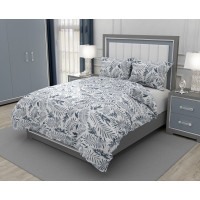 Bavlněné povlečení ELEGANT Flowers - bílé/šedé - 160x200 cm