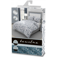 Bavlněné povlečení ELEGANT Flowers - bílé/šedé - 160x200 cm