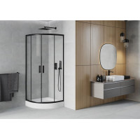 Sprchový kout MAXMAX MEXEN RIO transparent - čtvrtkruh 90x90 cm - BLACK, 863-090-090-70-00