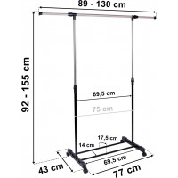 Pojízdný stojan na oděvy LUKI