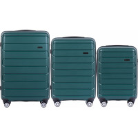 Moderní cestovní kufry BULK - set S+M+L - tmavě zelené - TSA zámek