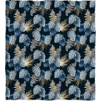 Přehoz na postel CAVIAR Listy 200x220 cm - černý