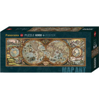 HEYE Panoramatické puzzle Mapa světa (polokoule) 6000 dílků