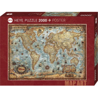 HEYE Puzzle Map Art: Svět 2000 dílků