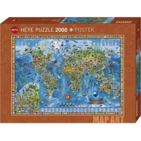 HEYE Puzzle Map Art: Úžasný svět 2000 dílků