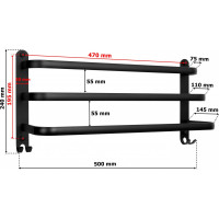 Nástěnný věšák na ručníky ATHOS 50 cm - černý