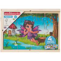Dřevěné puzzle Víly a jednorožci 4x12 dílků