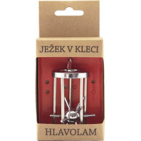 Kovový hlavolam Ježek v kleci (chromovaný)