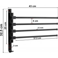 Věšák na ručníky ORTYS - černý
