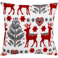 Vánoční polštář SCANDI 40x40 cm - jeleni - šedá/červená/bílá