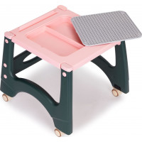 ECOTOYS Jídelní židlička 2v1 růžovo-šedá