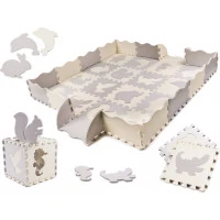 KIK Pěnové puzzle šedo-krémové Zvířátka
