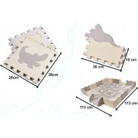 KIK Pěnové puzzle šedo-krémové Zvířátka