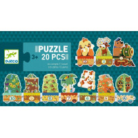 DJECO Puzzle Vlak se zvířátky a čísly 20 dílků