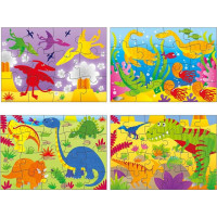 GALT Puzzle V zemi dinosaurů 4v1 (12,16,20,24 dílků)
