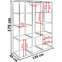 Textilní skříň Mira s 10 policemi MIRA MAXI - černobílá