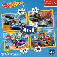TREFL Puzzle Autíčka Hot Wheels 4v1 (35,48,54,70 dílků)