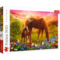 TREFL Puzzle Koně na louce 500 dílků