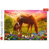 TREFL Puzzle Koně na louce 500 dílků