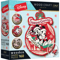 TREFL Wood Craft Origin puzzle Vánoční dobrodružství Mickeyho a Minnie 160 dílků