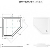Pětiúhelníková sprchová vanička BERGO