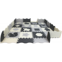 Matadi Pěnové puzzle šedo-krémové Zvířátka a tvary (28x28)