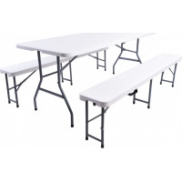 Cateringový set FETA WHITE - stůl 180 cm + 2 lavice