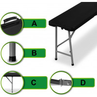 Cateringová lavice skládací 180 cm - černá
