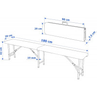 Cateringová lavice skládací 180 cm - černá