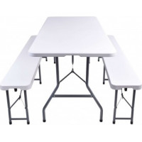 Cateringový set FETA WHITE - stůl 180 cm + 2 lavice