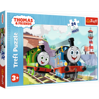 TREFL Puzzle Mašinka Tomáš: Tom a Percy na kolejích MAXI 24 dílků