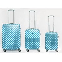 Moderní cestovní kufry PUNTÍKY - modré