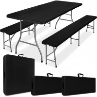 Cateringový set FETA BLACK - stůl 180 cm + 2 lavice