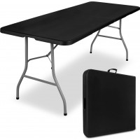 Cateringový set FETA BLACK - stůl 180 cm + 2 lavice
