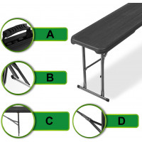 Skládací cateringová lavice WOODLAND - černá mat