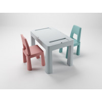 Dětský stoleček se dvěma židličkami TEGGI MULTIFUN - šedý/růžový/tyrkysový
