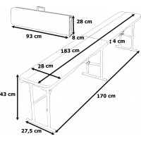 Cateringový set Woodland - stůl 183 cm + 2 lavice