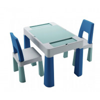 Dětský stoleček se dvěma židličkami TEGGI MULTIFUN - tyrkysový/tmavě modrý/šedý