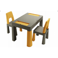 Dětský stoleček se dvěma židličkami TEGGI MULTIFUN - grafitový/hořčicový