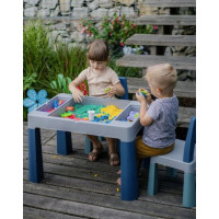 Dětský stoleček se dvěma židličkami TEGGI MULTIFUN - tyrkysový/tmavě modrý/šedý