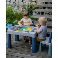 Dětský stoleček se dvěma židličkami TEGGI MULTIFUN - tyrkysový/tmavě modrý/šedý