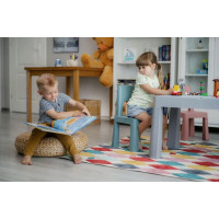 Dětský stoleček se dvěma židličkami TEGGI MULTIFUN - šedý/růžový/tyrkysový
