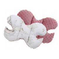 Oboustranné hnízdečko (kokon) pro miminko - BABYMAM PREMIUM set 7v1 - Růžový sloník se starorůžovou minky