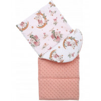 Oboustranné hnízdečko (kokon) pro miminko - BABYMAM PREMIUM set 7v1 - V říši snů s broskvovou minky