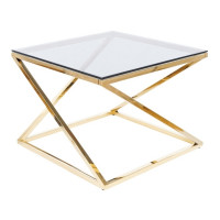 Konferenční stolek LIAM - sklo/zlatý