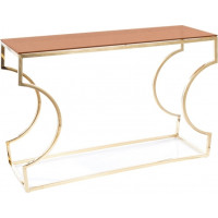 Konferenční stolek KENZO C - jantarové sklo/zlatý