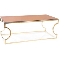 Konferenční stolek KENZO A - jantarové sklo/zlatý